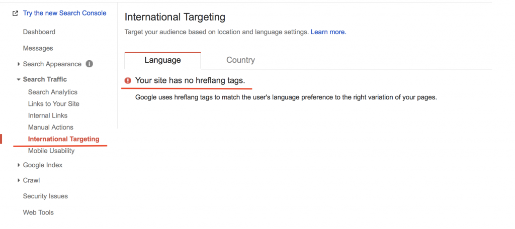 International Targeting Google